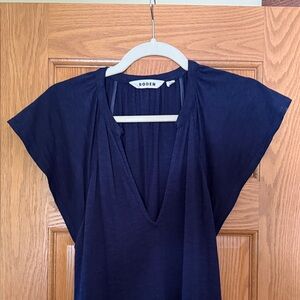 Boden Dress Deep Blue V-Neck Cotton Modal Tiered dress